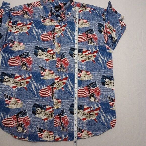 Cotton Trader Sports Men's Medium America Shirt Liberty Flag Rushmore Button Up - Picture 5 of 8